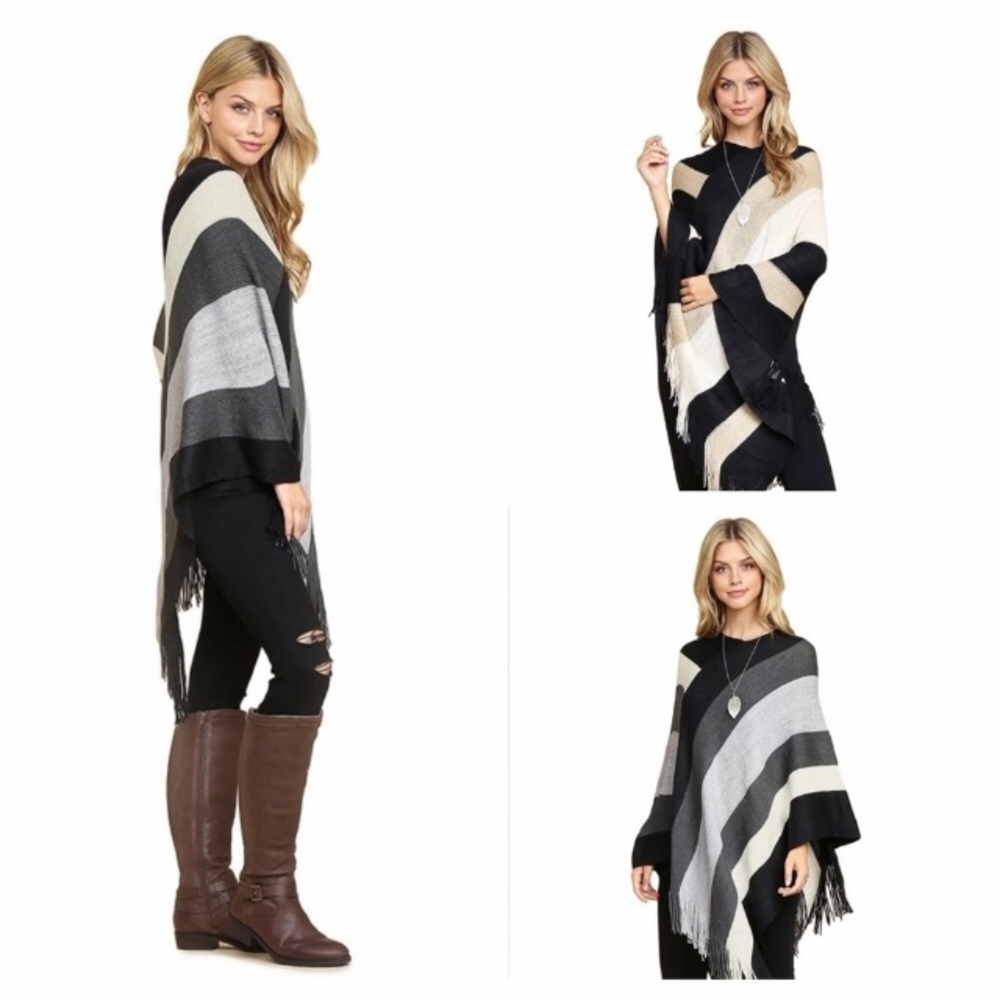 Striped poncho